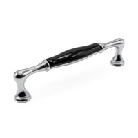 Ручка-скоба с фарфоровой вставкой хром/блестящий черный 128 мм