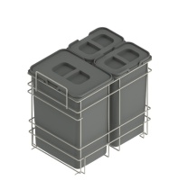 Система мусорных ведер в корпус 400мм, ведра 1x20L/2x9L пластмасса/металл серые (без направляющих)