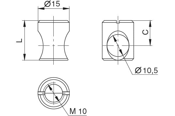 J03.029 Бочонок для стяжки конической XS, d.15мм, h.17мм, M10, отделка цинк