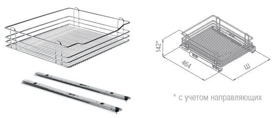 Как установить сетчатую корзину в шкаф на шариковых направляющих