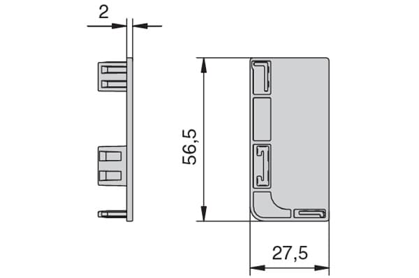 FG.CSP0159-13 Комплект закрытых заглушек для профиля 8006, отделка под алюминий