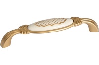 Ручка-скоба 128мм, отделка золото матовое Милан/керамика