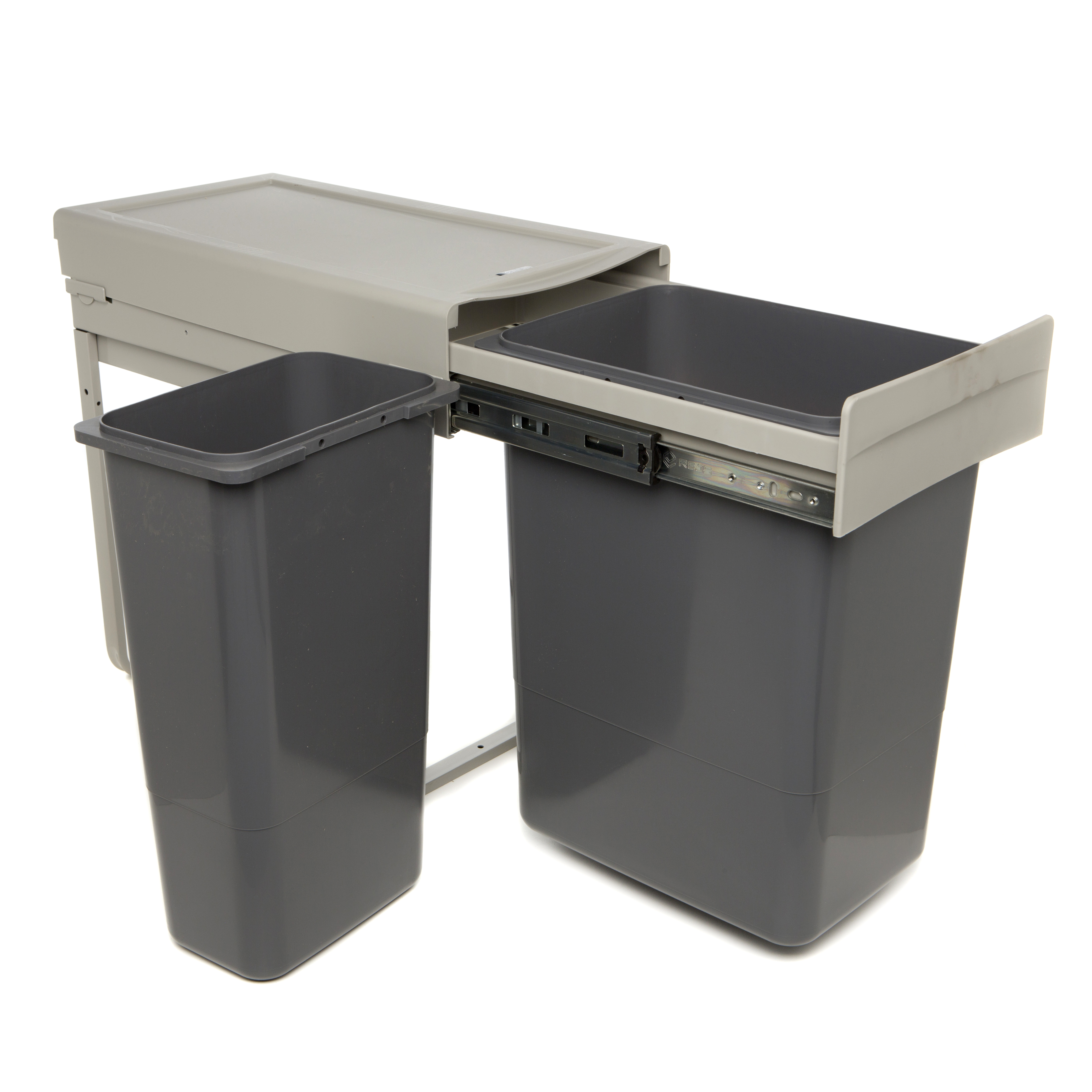 Система мусорных ведер JC603 на распашной фасад от 300 мм 1х20л+1x9л, серый