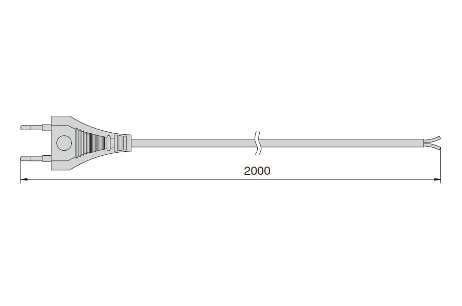 EM.WO.2*0,5.2000.W Провод сетевой 2000 мм с вилкой Europlug