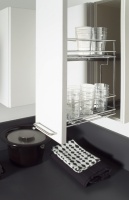 Двухъярусная решетчатая емкость в навесной шкаф 150 мм с пластиковым дном, левая