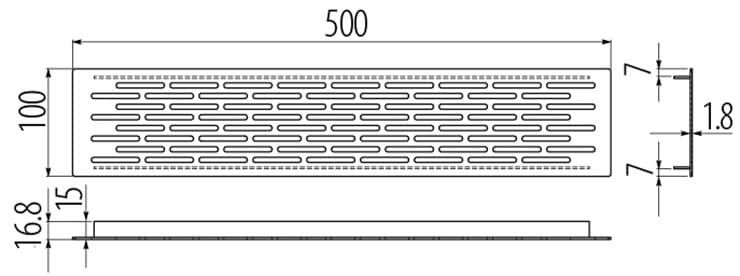 KK-D50100-06 Решетка вентиляционная 500х100 мм, инокс