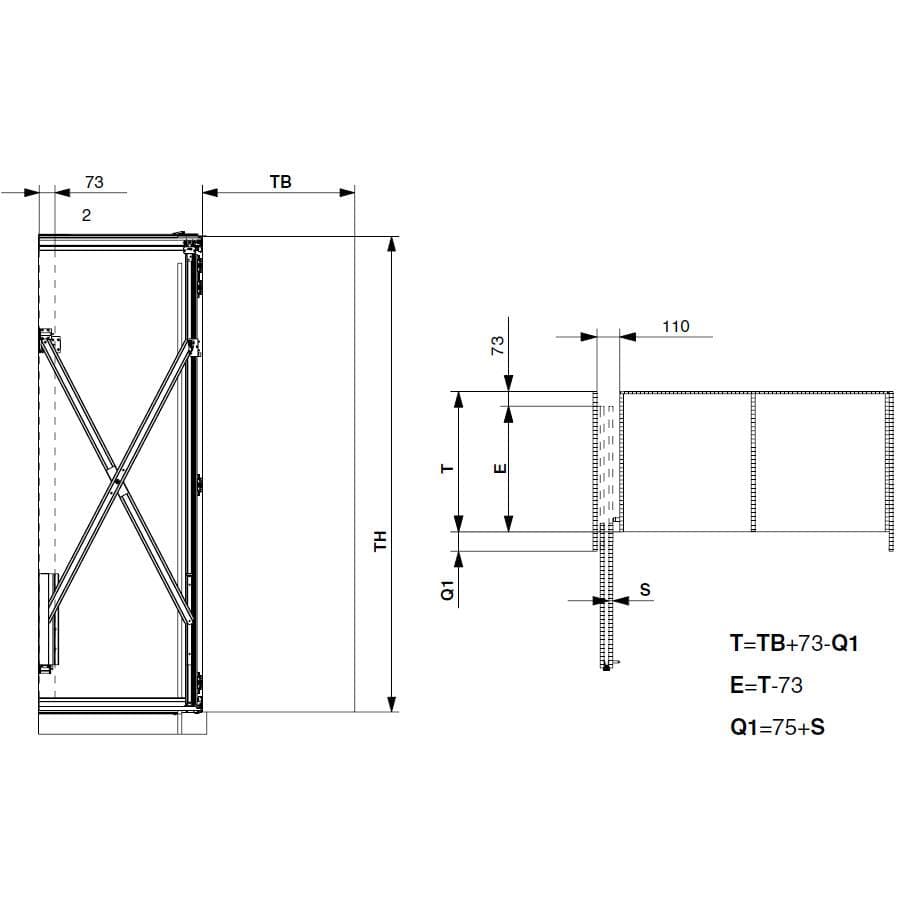 Folding Concepta 25 Комплект фурнитуры для 2-х складных дверей, правый (Н1851-2600мм)