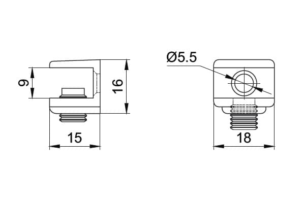 RM3769.NI Полкодержатель П-образный под шуруп, для стекла 9мм, отделка никель (за 100 штук)