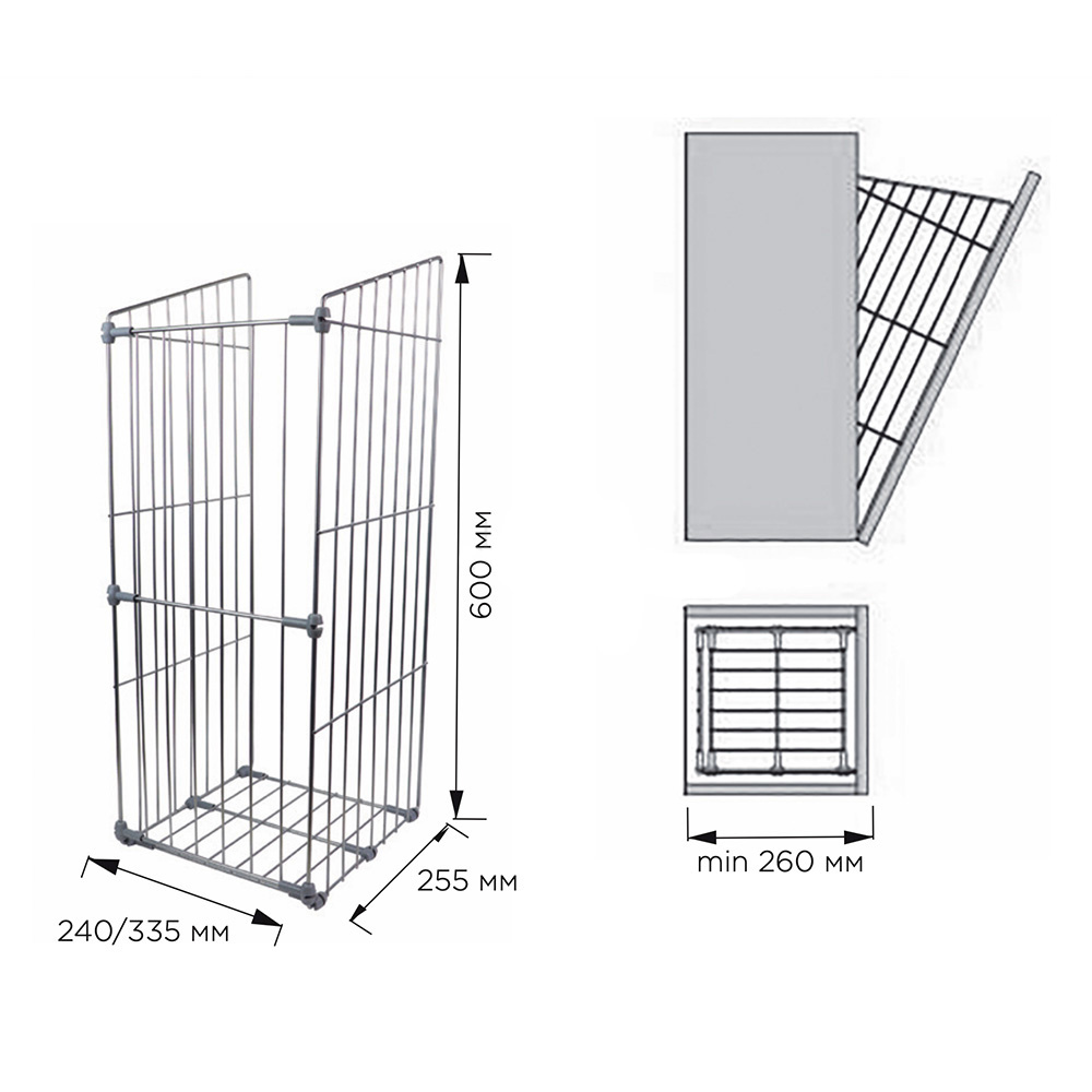 Корзина для белья встраиваемая в шкаф откидная 400