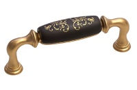 Ручка-скоба 96мм, отделка золото матовое/керамика черная