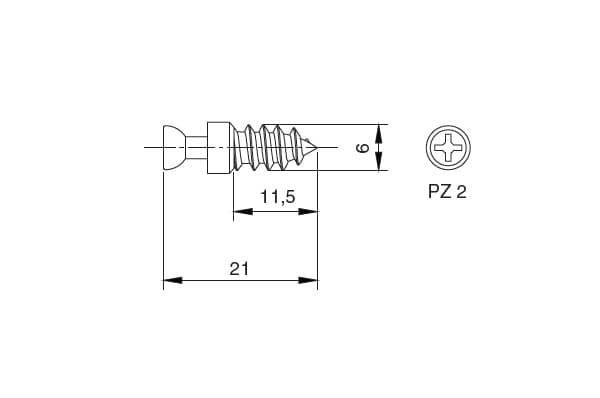 TI01.FZ0000612 Шток-евровинт (сталь) для стяжки эксцентриковой V20.P и VG20.P, отделка цинк