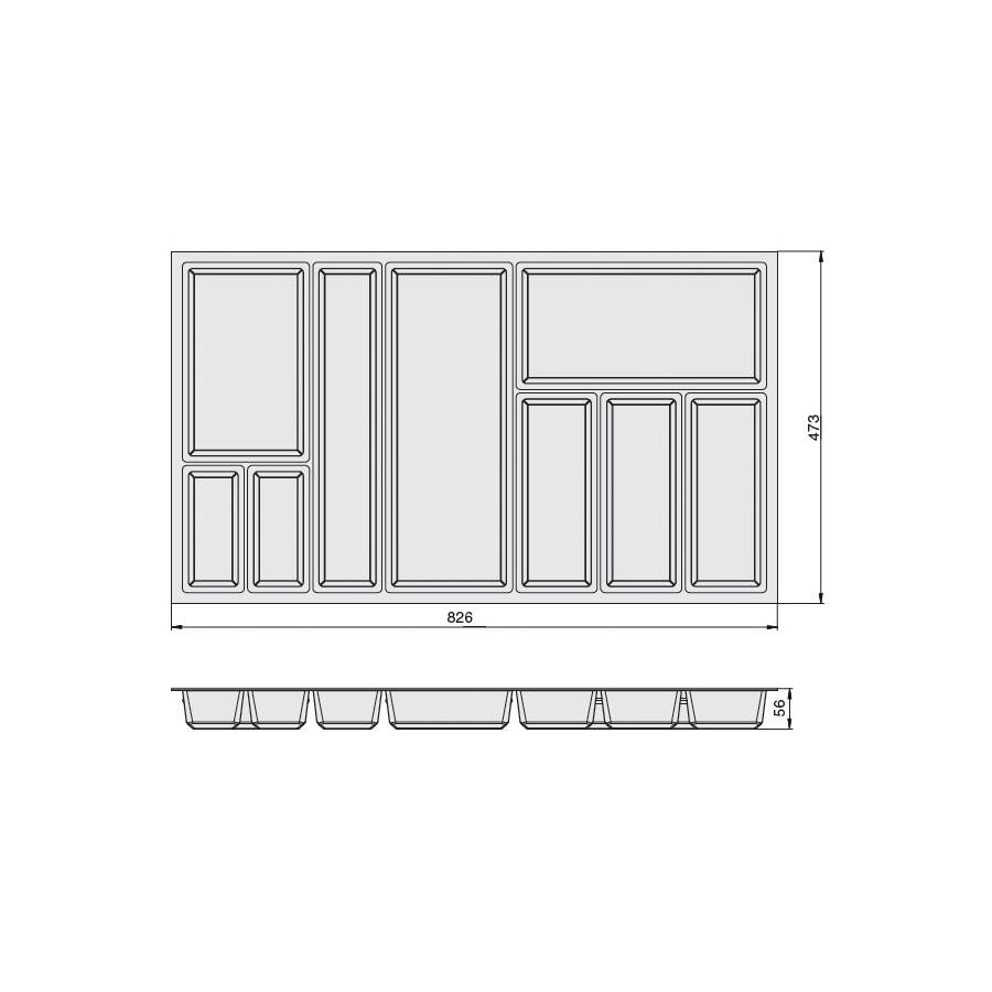 Лоток для столовых приборов для ящиков Blum Legrabox в базу 900мм, орион серый