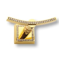 3506-2-75-030 Крючок однорожковый, латунь с кристаллами Swarovski, глянцевое золото 24K