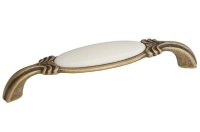 Ручка-скоба 128мм, бронза античная Флоренция/керамика