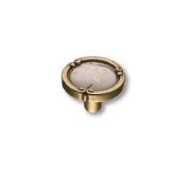 15.090.35.PO23W.12 Ручка кнопка керамика с металлом, цветочный орнамент античная бронза
