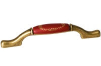 Ручка-скоба 96/128мм, отделка бронза античная "Флоренция" с керамикой Бордо