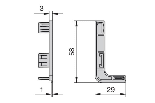 TG.CSP0158-13 Комплект открытых заглушек для профиля 8006, отделка под алюминий