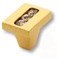 0771-030-1 Ручка кнопка, латунь с кристаллами Swarovski, глянцевое золото 24K