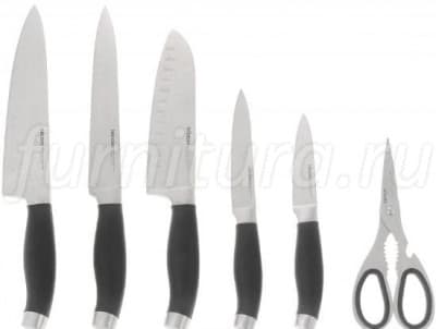 722716 Набор из 5 кухонных ножей, ножниц и блока для ножей с ножеточкой, NADOBA, серия RUT