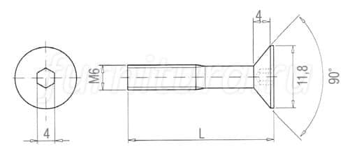 Болт под шестигранник м6 чертеж