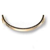 2574-003-160 BLACK Ручка скоба, латунь с чёрными кристаллами Swarovski, глянцевое золото 160мм