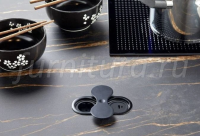 Врезная мебельная розетка 220В с USB-зарядками Type A+ Type C, черный