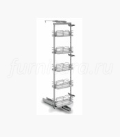Колонна выдвижная в базу 350, h1950-2164 Soft-Close, 5 корзин дно ЛДСП, пл.пруток