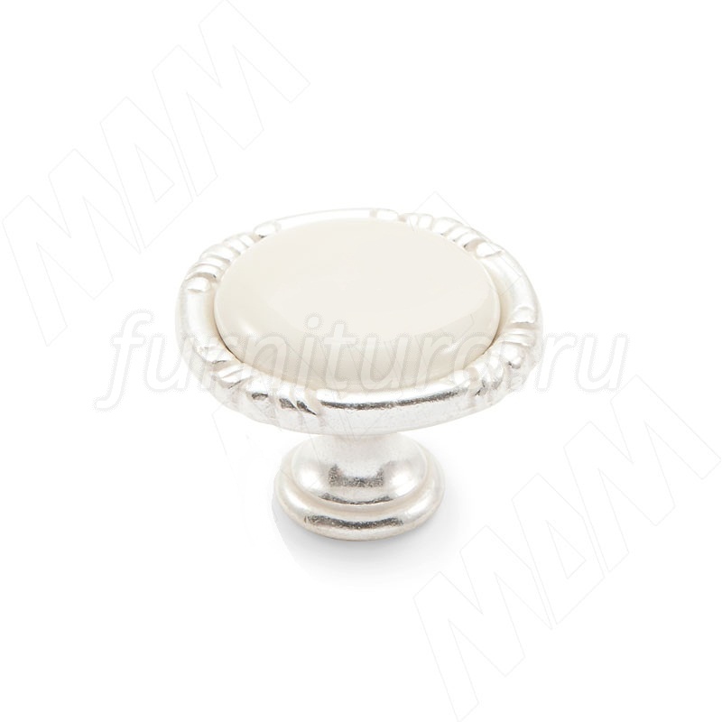 -кнопка серебро Венецианское/керамика молочная