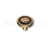 15.090.35.PO25B.12 Ручка кнопка керамика с металлом, цветочный орнамент античная бронза
