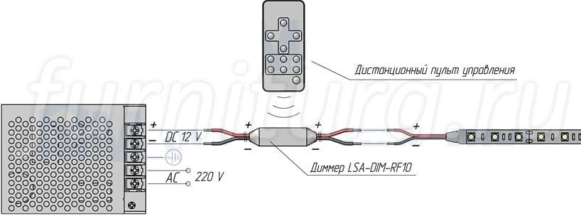 Схема подключения светодиодной ленты с диммером