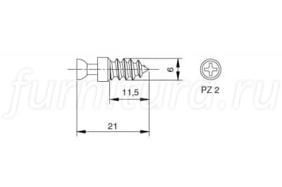 TI01.FZ0000612 Шток-евровинт (сталь) для стяжки эксцентриковой V20.P и VG20.P, отделка цинк