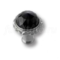 0Z5743.BN0.62 Ручка кнопка с черным кристаллом Swarovski эксклюзивная коллекция, старое серебро