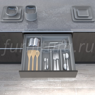 Лоток для столовых приборов в базу 600 мм для Blum Tandembox (423х520), серый орион
