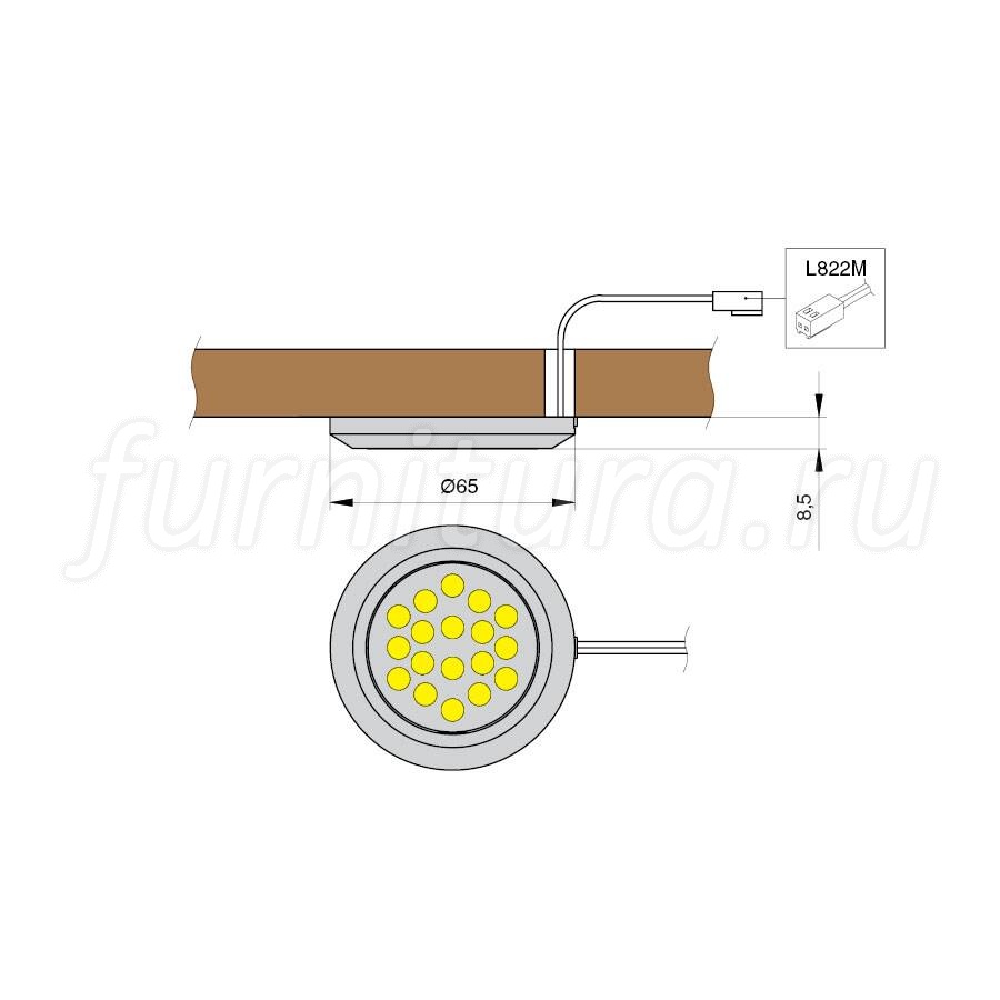 Датчик открывания фасада врезной 15w 12v