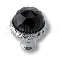 0Z5744.BN0.50 Ручка кнопка с черным кристаллом Swarovski эксклюзивная коллекция, глянцевый хром