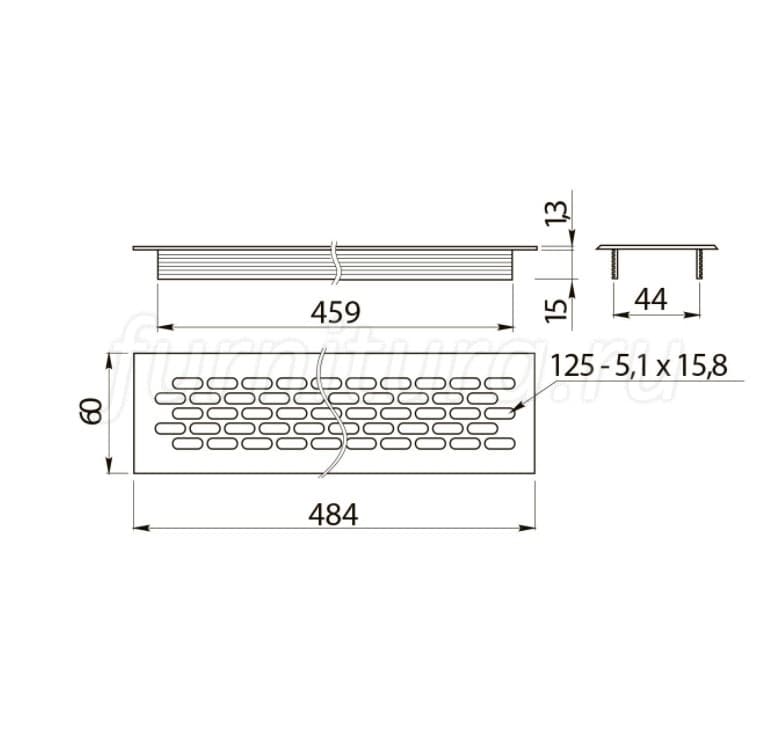 Решетка вентиляционная алюминиевая для мебели