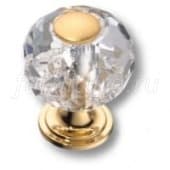 0737-030-1 Ручка кнопка, латунь с кристаллом, глянцевое золото 24K