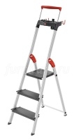 8050-307 Стремянка 3 ступени L100 TopLine, алюминий, с лотком и выдвигающейся ручкой, Hailo