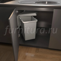 Ведро для мусора подвесное SWING 2.0 15л с крышкой, с крепежом, цвет серый