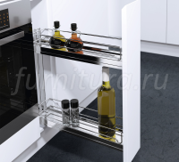 Бутылочница с жестяным дном с доводчиком Blum правая Хром, ширина фасада 150 мм