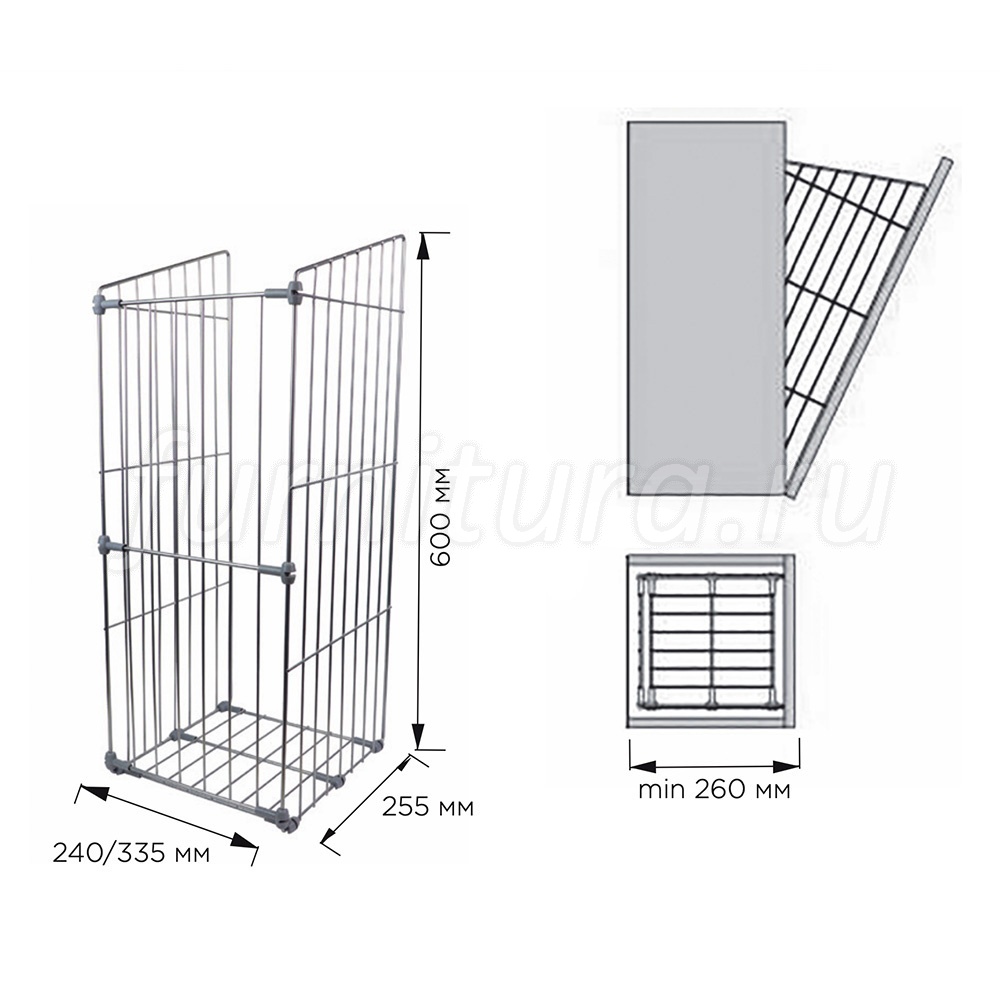 Корзина для белья в шкаф откидная