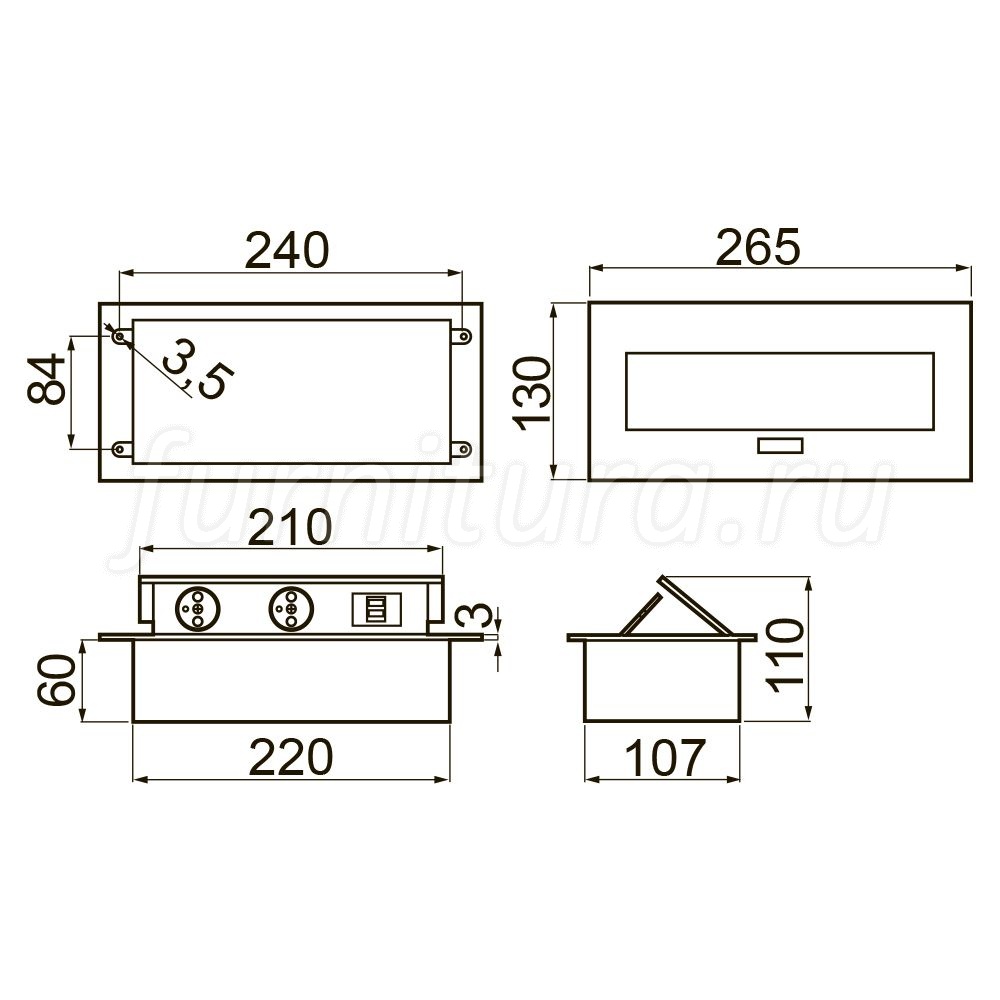 Врезной блок розеток flip 3 euro 2 usb rj45