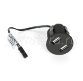 Розетка USB врезная (2 USB), диаметр врезки 30 мм, пластик чёрный