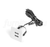 Розетка USB врезная (2 USB), диаметр врезки 30 мм, цвет - белый