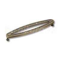 2577-013-160 Ручка скоба, латунь с кристаллами Swarovski, старая бронза 160 мм