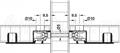 Резьбовая втулка для двойного крепления, оцинкованная M4 5x15мм