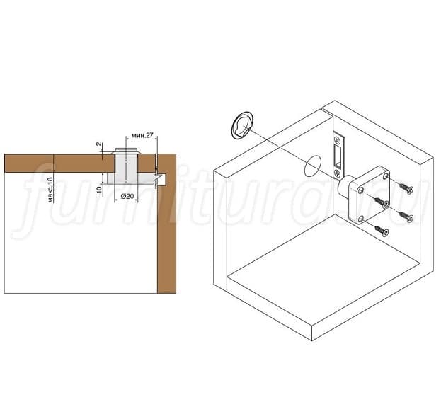 Как правильно установить мебельный замок