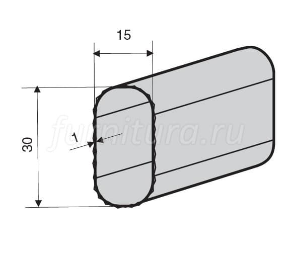 Штанга мебельная овальная черная