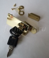 Замок 410-3 золото для распашных стеклянных дверей толщиной 5-7мм