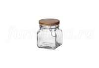 Ёмкость для сыпучих продуктов с крышкой из бамбука с замком, 0,7 л, NADOBA, серия DASA